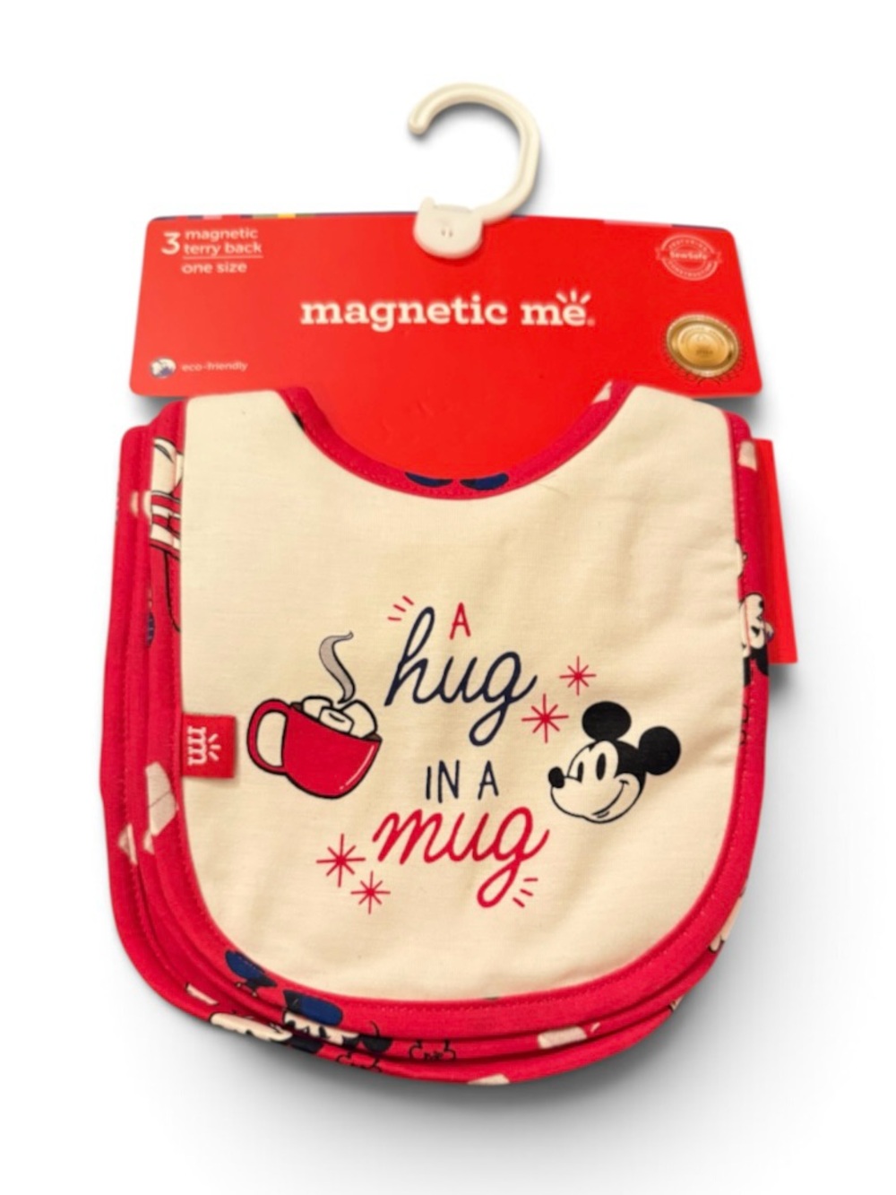 Magnetic Me Red and Cream Mickey Mouse Baby Bib Set - 3 Pack